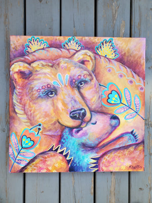 "The Embrace 1" - Mama and Baby Bear - 20x20"