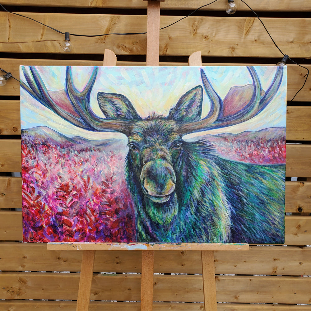 "Field of Dreams" - Moose & Red Paintbrushes - 20x30"
