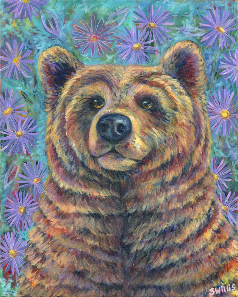 "Let Your Dreams Be Your Wings" - Bear & Showy Asters - 16x20"