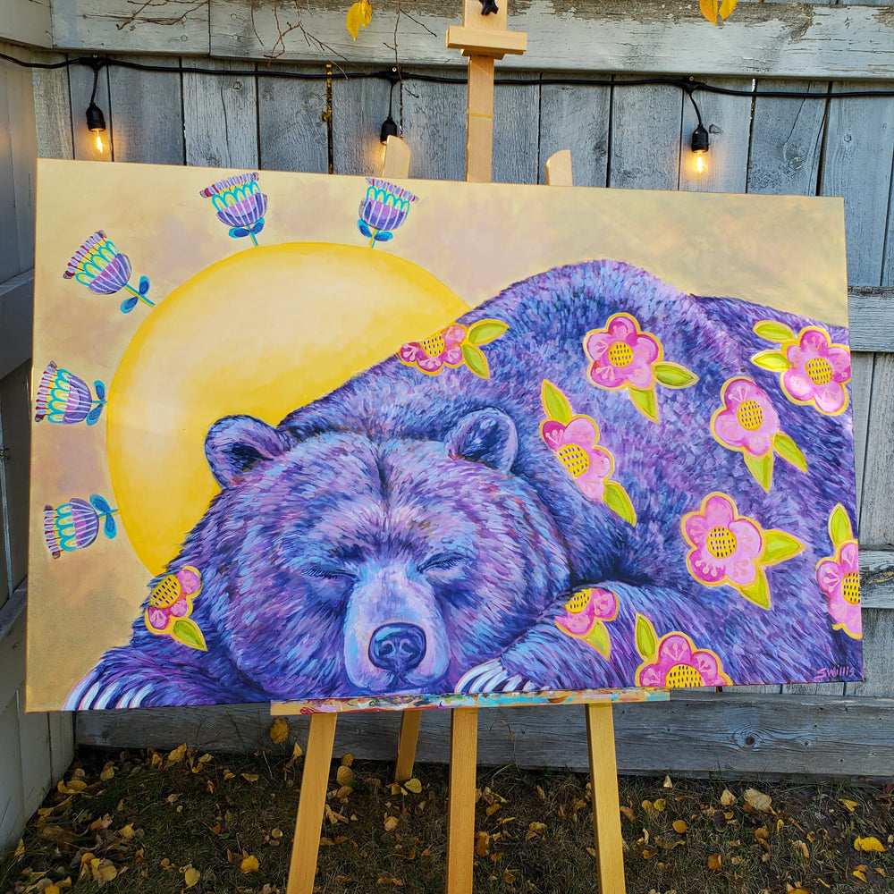 
            
                Load image into Gallery viewer, &amp;quot;Sleep While You Can They Say&amp;quot; - Sleeping Mama Bear - 48x60&amp;quot;
            
        